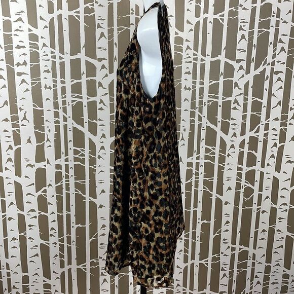 Lavender Brown Burnout Velvet Leopard Print Trapeze Style Dress sz L - Picture 2 of 8